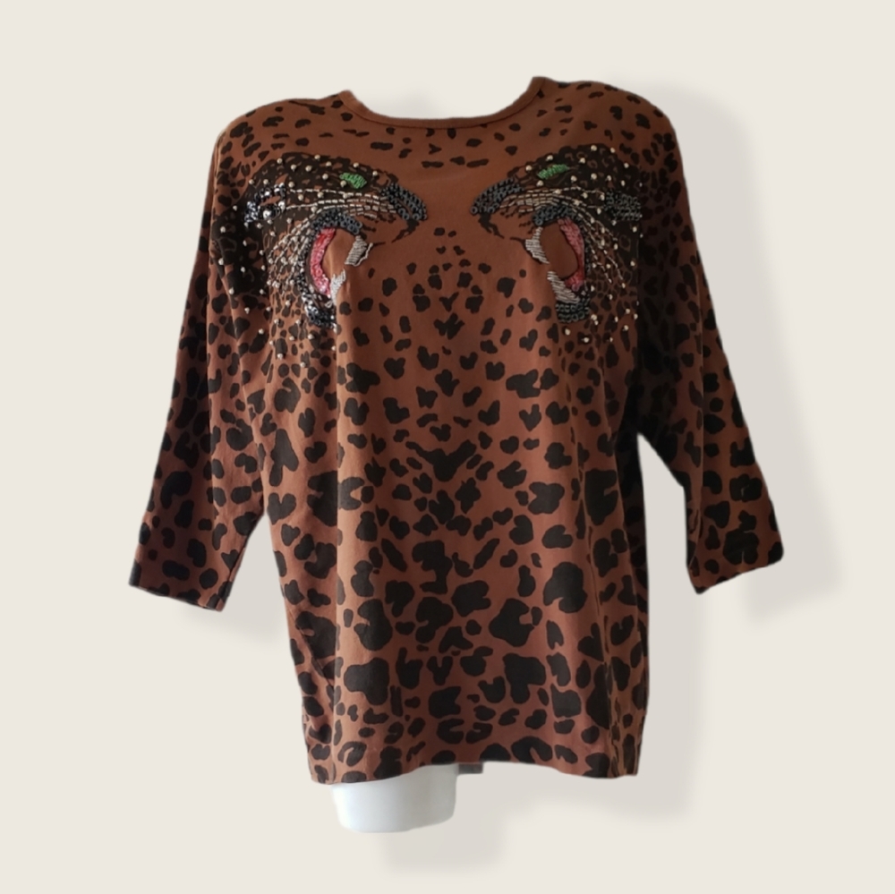 GARDY vintage sweatshirt sequin animal print